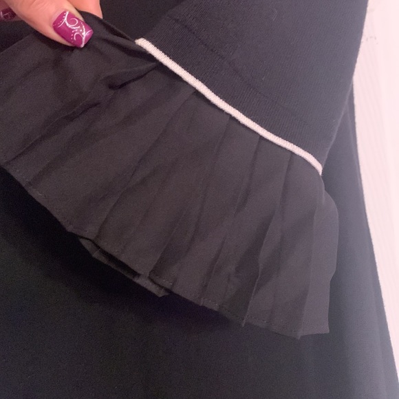 Ann Taylor Black Pleated Hemline Fit & Flare Sweater Dress - Picture 7 of 14